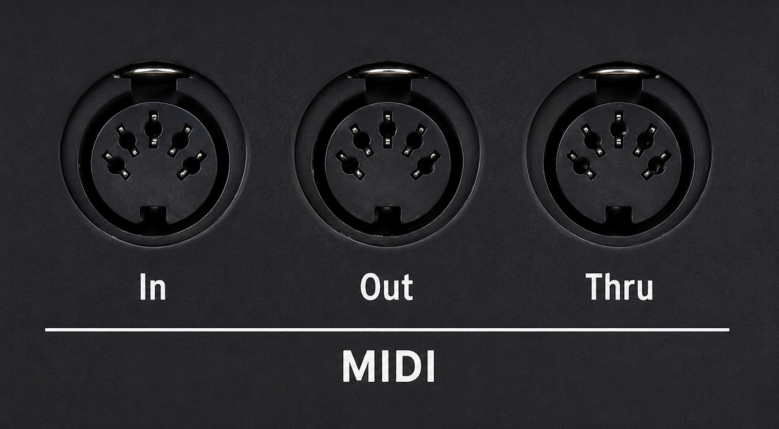 MIDI IN, OUT, and THRU